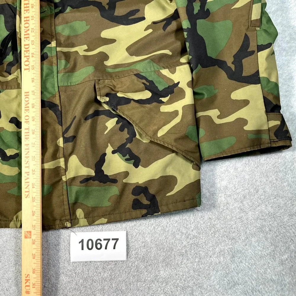 Vintage 1994 US Tennier Industries Parka Jacket Mens L Green Camouflage Hooded
